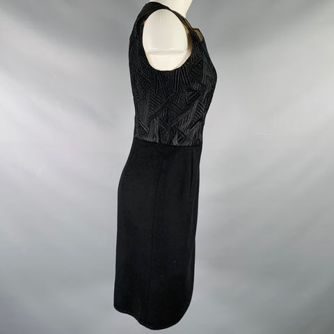 AKRIS Size 8 Black Silk Cashmere Sleeveless Below Knee Dress