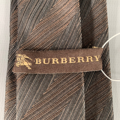 BURBERRY Brown Textured Silk Blend Tie