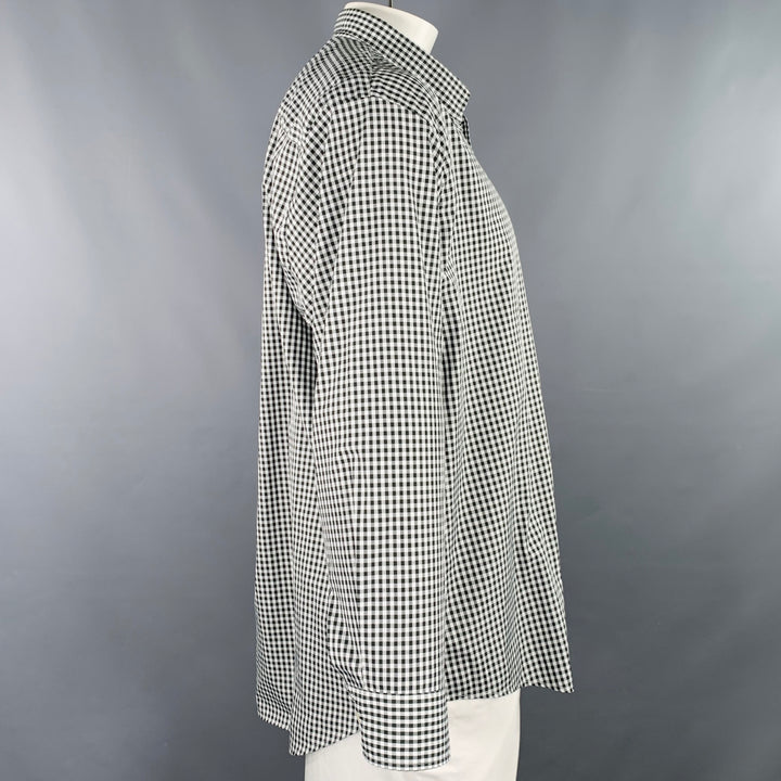 OUR LEGACY Size 44 Black White Gingham Polyester One Pocket Long Sleeve Shirt
