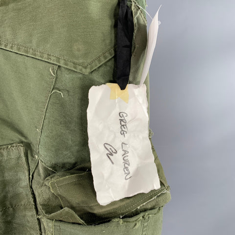 GREG LAUREN Size S Army Lounge Green Olive Patchwork Cotton Cargo Casual Pants