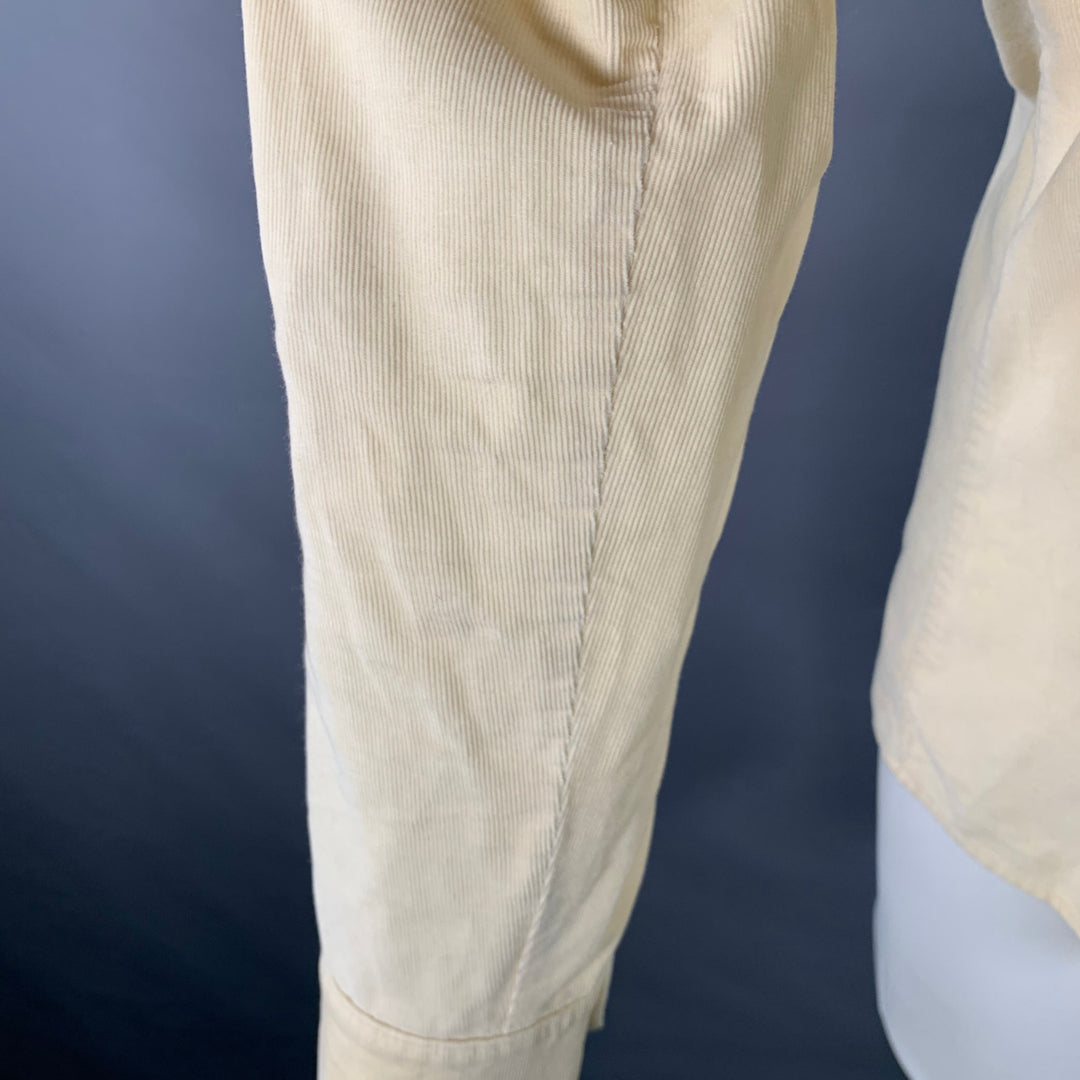 NICE COLLECTIVE Size M Cream Corduroy Cotton Two Pockets Snaps Long Sleeve Shirt