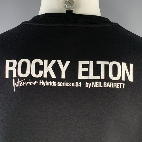 NEIL BARRETT Size M Rocky Elton Black Multi Color Print Viscose Crew Neck Sweatshirt