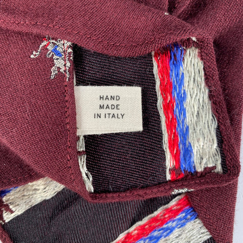 RRL by RALPH LAUREN Burgundy Multi Color Graphic Wool Silk Tie