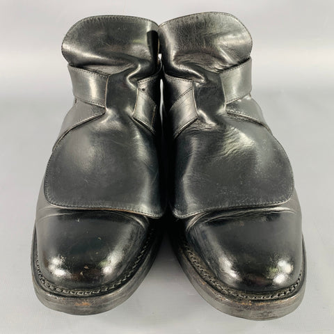 PATRICK COX Size 9 Black Leather Ankle Strap Lace-Up Shoes