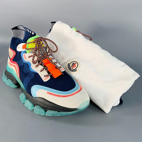 MONCLER Size 10 Multi Color Nylon Mesh High Top Sneakers