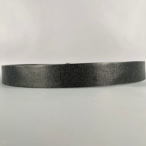 GUCCI Size 34 Black Silver Leather Belt