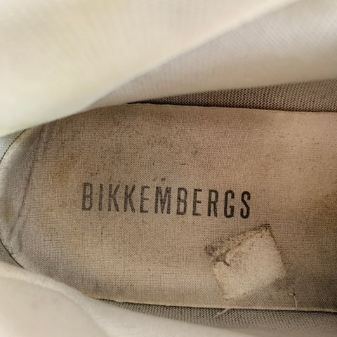 BIKKEMBERGS Size 10 Navy White Perforated Leather High Top Sneakers