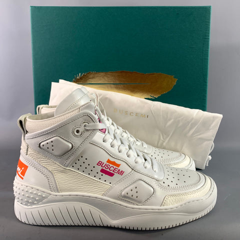 BUSCEMI Size 7 White Pink Leather High Top Sneakers