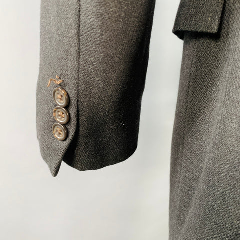 RALPH LAUREN Size 38 Regular Grey Black Woven Wool Notch Lapel Sport Coat