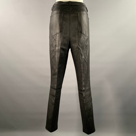 LAFAYETTE 148 Size 10 Black Leather Lambskin Pants