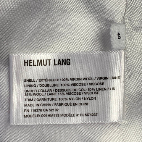 HELMUT LANG Size 40 Black Virgin Wool Notch Lapel Seatbelt Suit