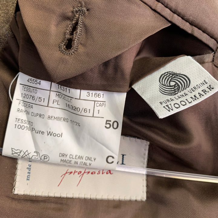 CANALI Size 40 Brown Blue Window Pane Wool Single Breasted Sport Coat