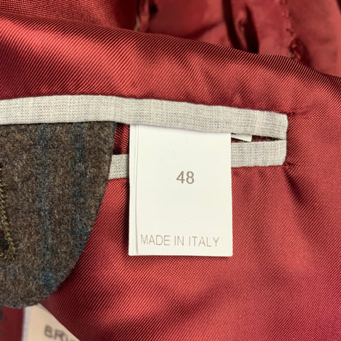 BRUNELLO CUCINELLI Size 38 Brown Blue Plaid Notch Lapel Sport Coat