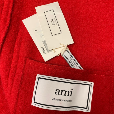 AMI by ALEXANDRE MATTIUSSI Size S Red Textured Virgin Wool Coat