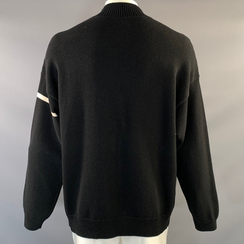 ENFANTS RICHES DEPRIMES SS2022 L Black White Knitted Cotton Crew Neck Sweater