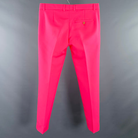 WALTER VAN BEIRENDONCK Size 32 Pink Fuchsia Polyester Flat Front Dress Pants