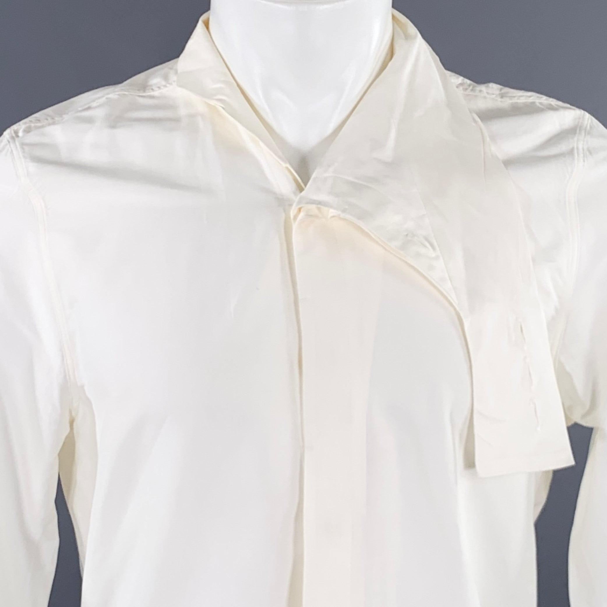 RICK OWENS SS16 Size M -Cyclops- Cream Cotton Silk Long Sleeve