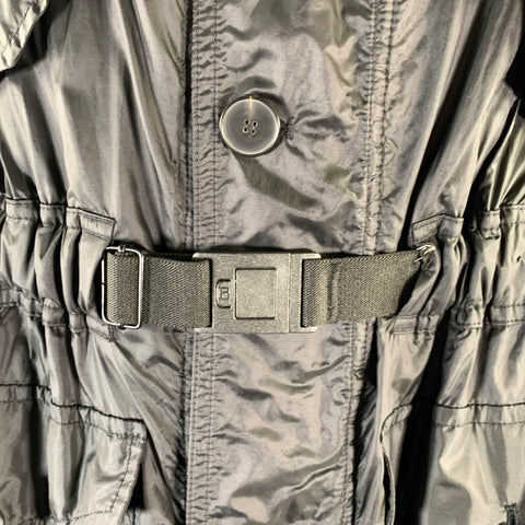 HAIDER ACKERMANN Size S Black White Cotton Nylon Hooded Parka