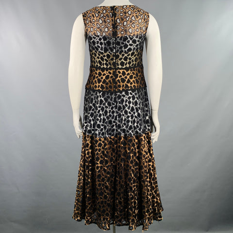 TALBOT RUNHOF Size 14 Black Metallic Lace Sleeveless Long Dress