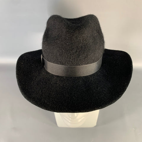VINTAGE One Size Black Felt Wool Fedora Hat