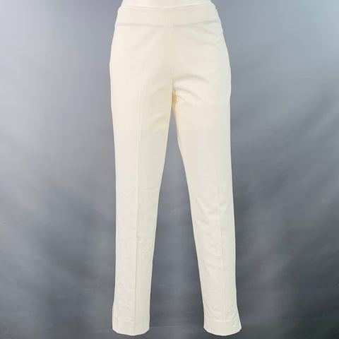RIVAMONTI Size 4 White Cotton Blend Narrow Leg Dress Pants