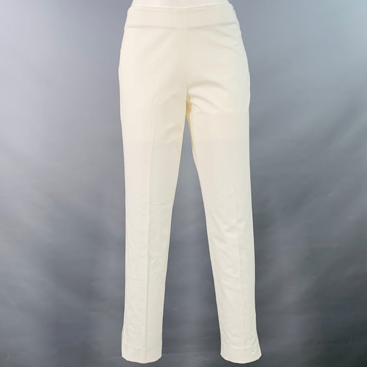 RIVAMONTI Size 4 White Cotton Blend Narrow Leg Dress Pants