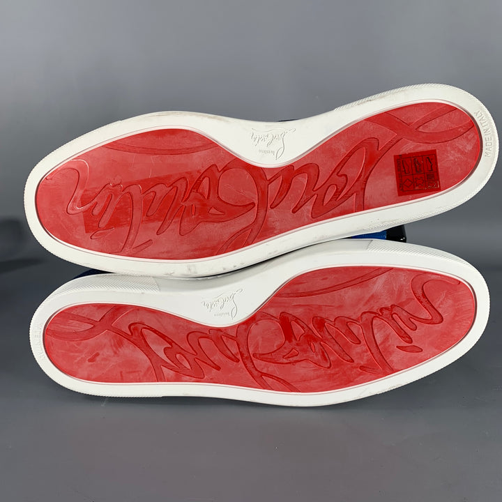 CHRISTIAN LOUBOUTIN Size 11 Blue White Denim Rubber Sole Sneakers