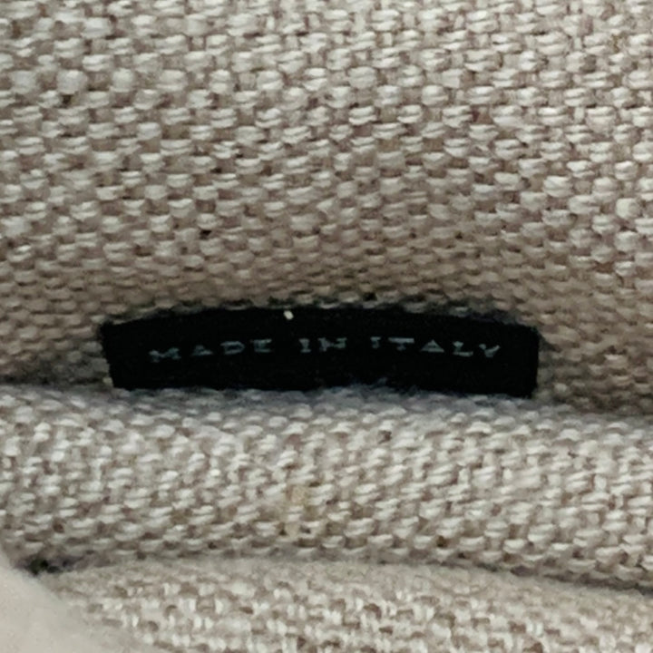 PRADA Canapa Brown Black White Stripe Canvas Open Top Tote Handbag