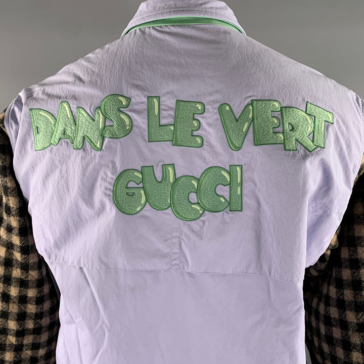 GUCCI Size 48 Purple Dans Le Vert Wool Polyamide Jacket