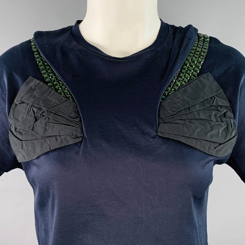 TOGA ARCHIVES Size S Navy Black Cotton Studded Crew Neck T-Shirt