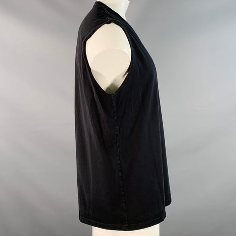 T-shirt sans manches en coton brodé noir et orange VERSUS by GIANNI VERSACE Taille XXL Amore Please