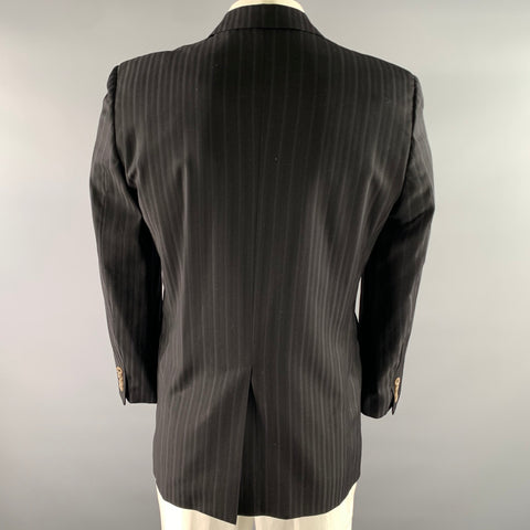 DOLCE & GABBANA Size 42 Black Grey Stripe Wool Blend Notch Lapel Sport Coat