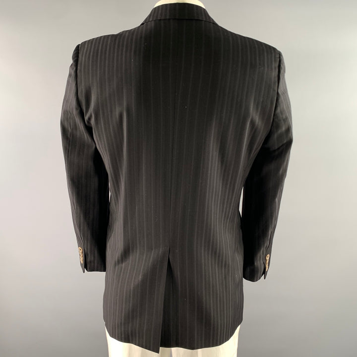 DOLCE & GABBANA Size 42 Black Grey Stripe Wool Blend Notch Lapel Sport Coat
