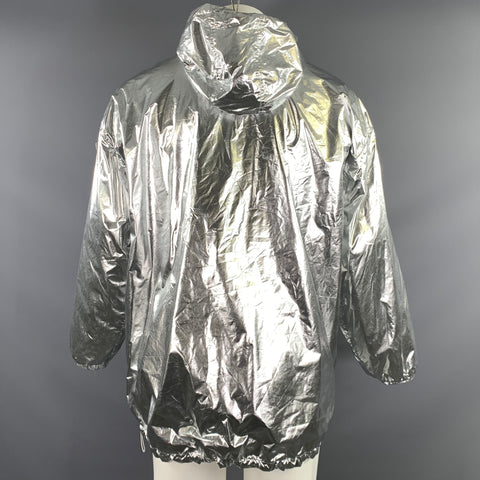 MONCLER Size M Silver Metallic Reversible Polyamide Zip Up Jacket