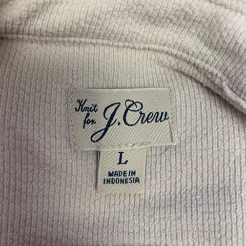 J.CREW Size L Off White Knit Cotton Blend Long Sleeve Shirt