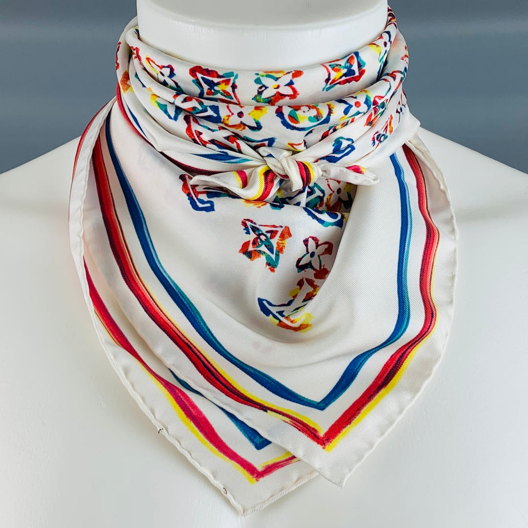 LOUIS VUITTON Foulard en soie imprimé monogramme multicolore
