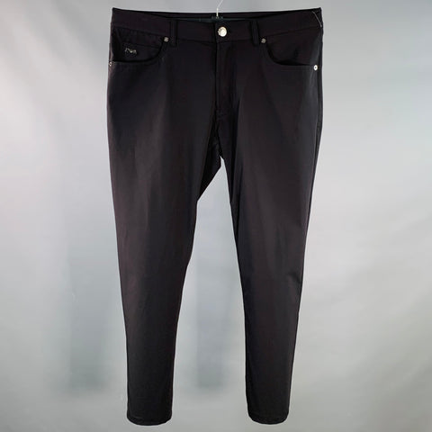 EMPORIO ARMANI Size 34 Black Polyamide Blend Tapered Zip Fly Casual Pants