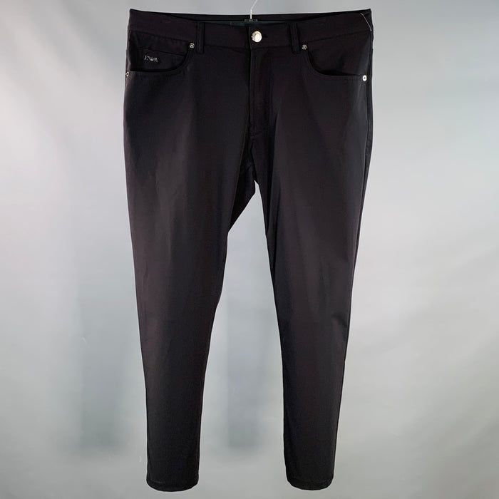 EMPORIO ARMANI Size 34 Black Polyamide Blend Tapered Zip Fly Casual Pants