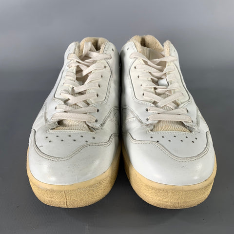 JIL SANDER Size 8 White Leather Lace Up Sneakers