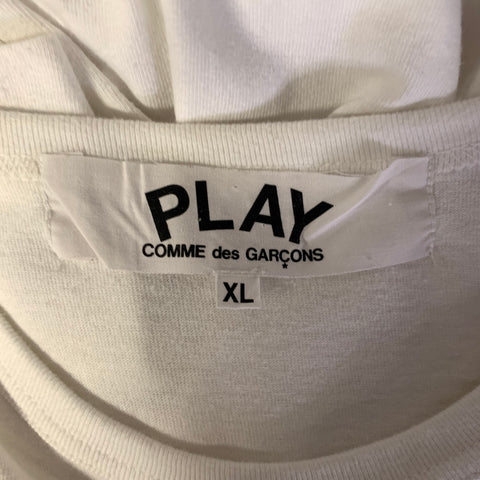 COMME des GARCONS PLAY Size XL White Gold Embroidery Cotton Short Sleeve Shirt