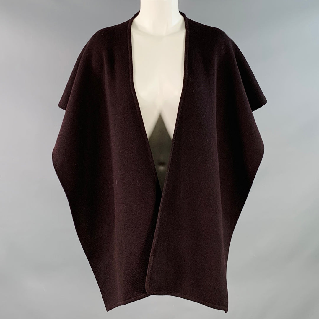 ALAIA Navy Brown Reversible Wool Knit Snap Capelet Scarf Shawl