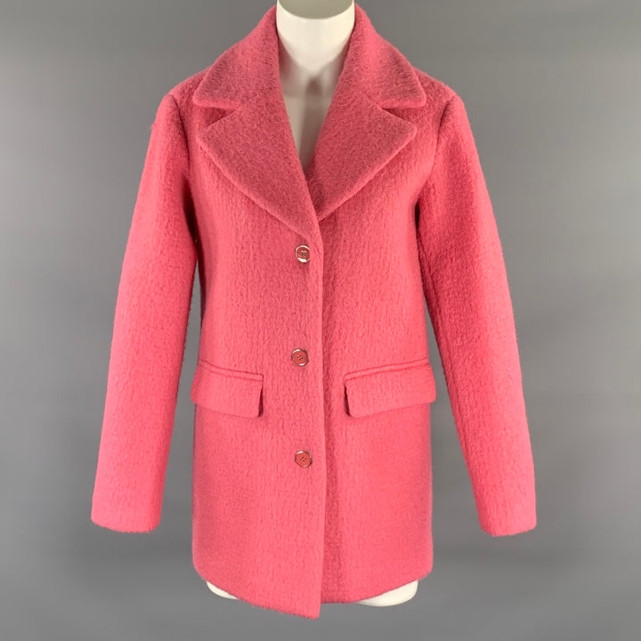 EMPORIO ARMANI Size XS Pink Wool  Polyester Textured Notch Lapel Coat