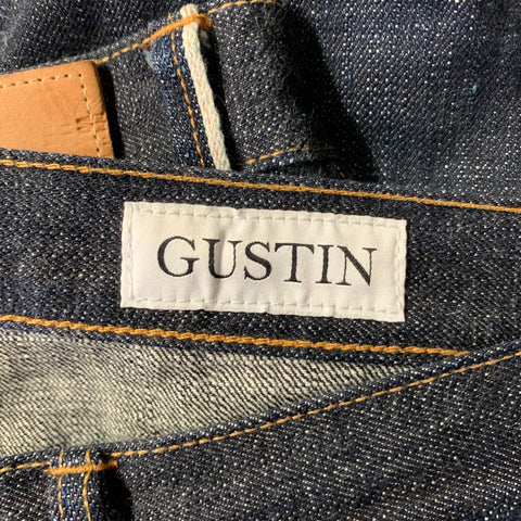 GUSTIN Size 34 Indigo Selvedge Denim Slim Fit Jeans