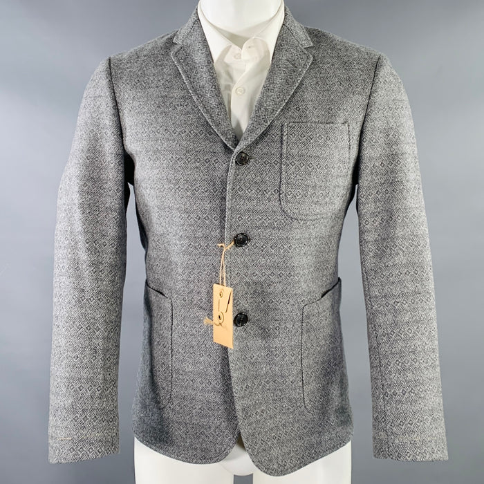 BLACK FLEECE Size 38 Grey Pattern Wool Notch Lapel Sport Coat