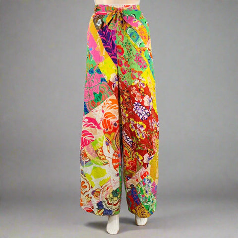 DESIGUAL Size M Multi Color Cotton Floral Wide Leg Casual Pants
