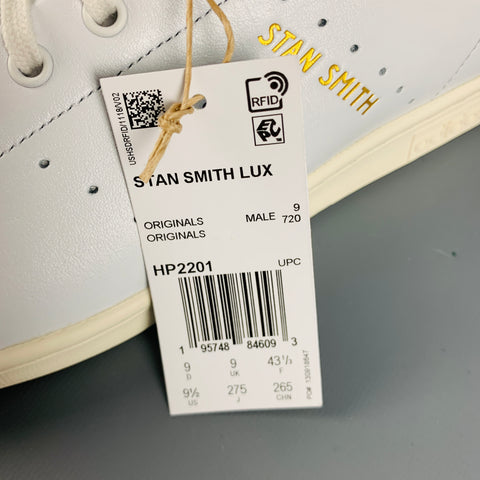 ADIDAS x STAN SMITH Size 9.5  White Perforated Leather Lace-Up Sneakers