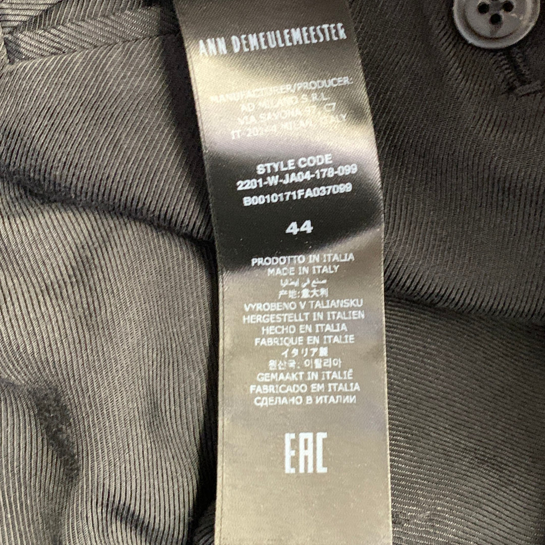 ANN DEMEULEMEESTER Size 44 Black Twill Viscose Virgin Wool Sport Coat
