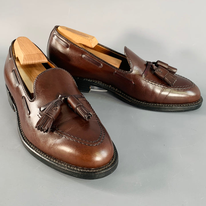 ALDEN Size 7 Dark Brown Leather Tassel Moccasin Loafer
