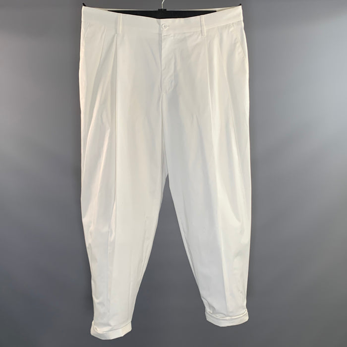 DOLCE & GABBANA Size 36 White Cotton Elastane Zip Fly Casual Pants