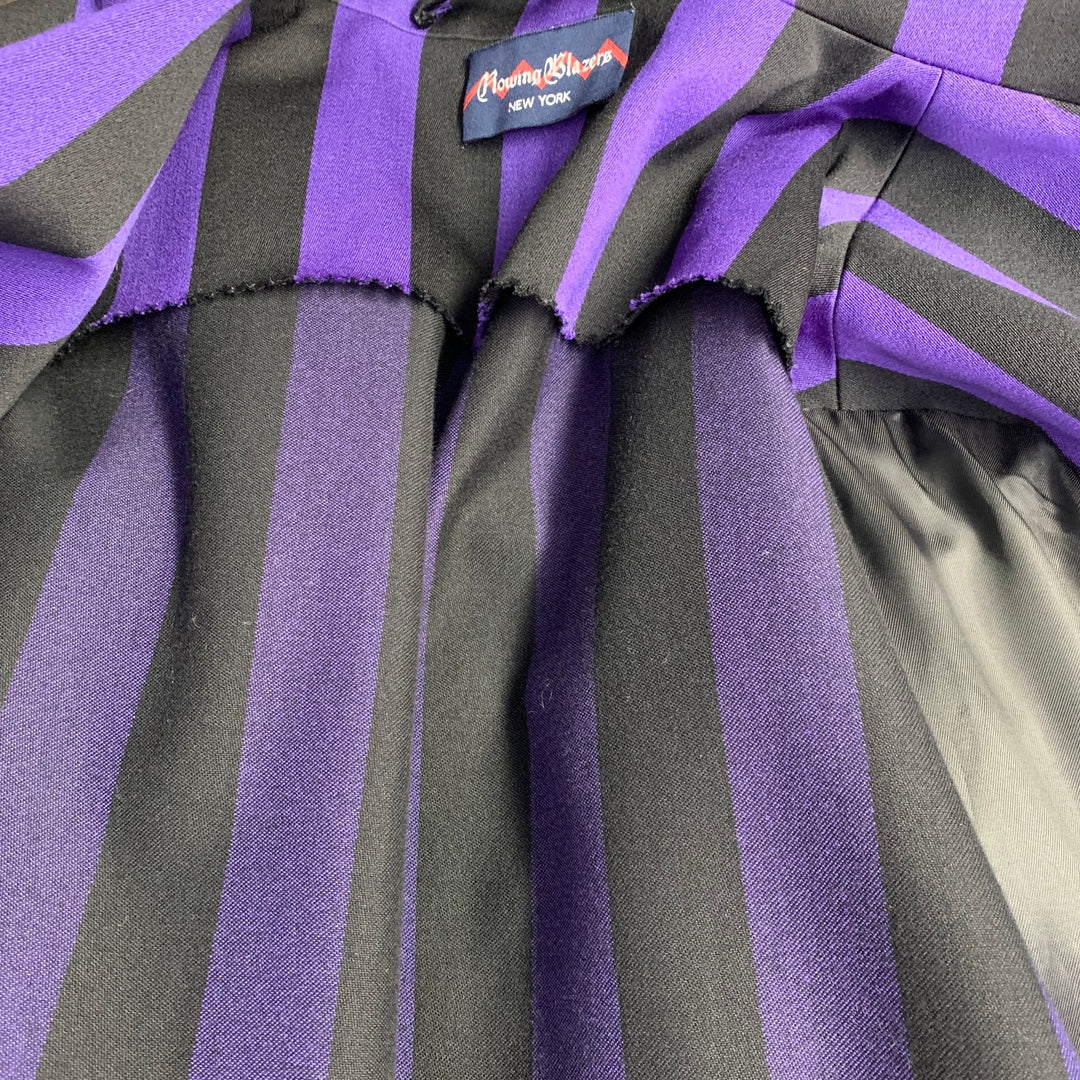 ROWING BLAZERS Size 46 Long Black Purple Stripe Cotton Wool Sport Coat